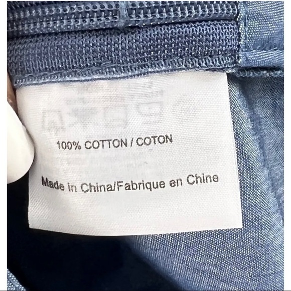 Tory Burch Sz XS Embroidered Chambray Tunic Calita Mini Shift Dress Scallop - Picture 11 of 12